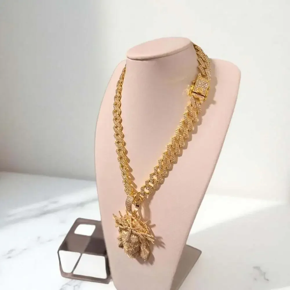 20mm Cuban link necklace with Jesus crown   Pendant 20inch